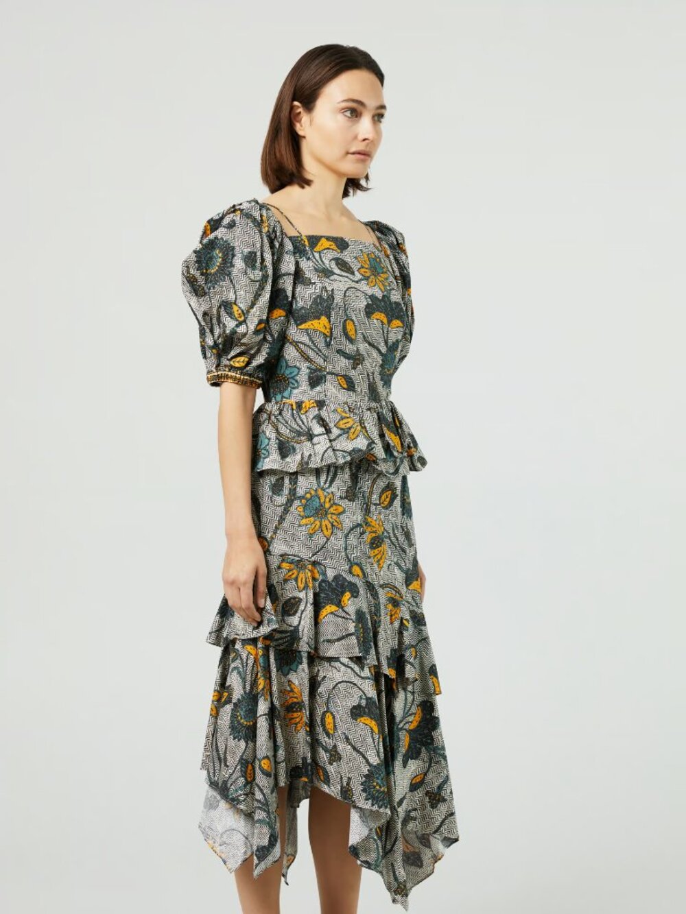 Ulla Johnson MARIE Midi Dress Tie Back Ruffle Tiered Floral Handkerchief Maxi - Picture 10 of 15